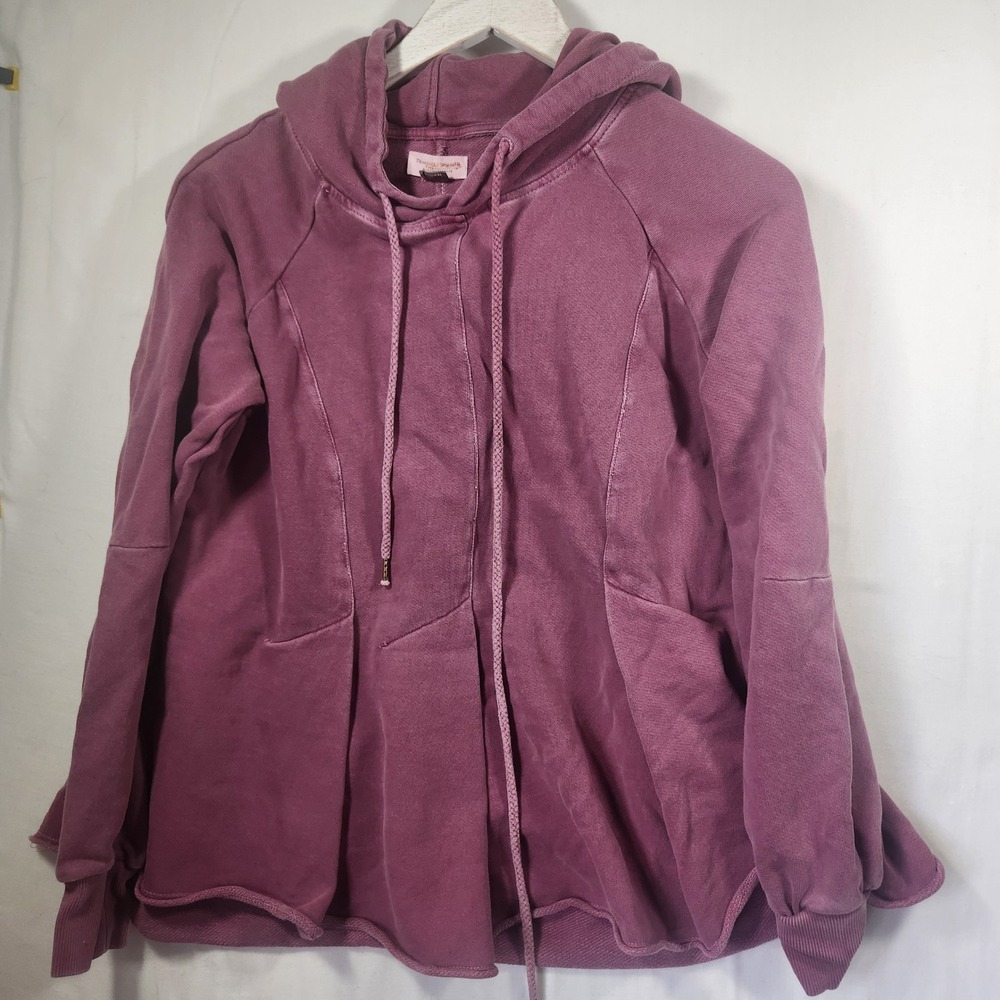 Anthropologie Pilcro Plum Cotton Hooded Pullover‎ Sweatshirt Paneled Mauve Small